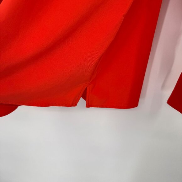 Chicos 3 Womens orange V-Neck keyhole Blouse gold Button long sleeve Size XL - Picture 8 of 16